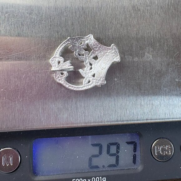 VTG Solid Sterling Silver 925 Flower Basket Textured Pendant Size 1" Length - Picture 7 of 9